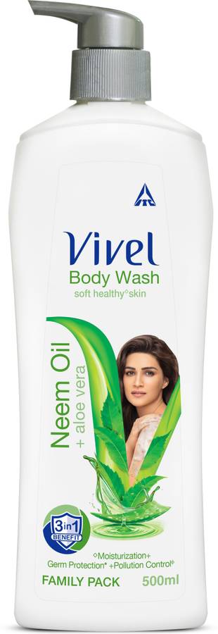 Vivel Body Wash, Neem Oil & Aloe Vera Shower Creme, 500ml Pump