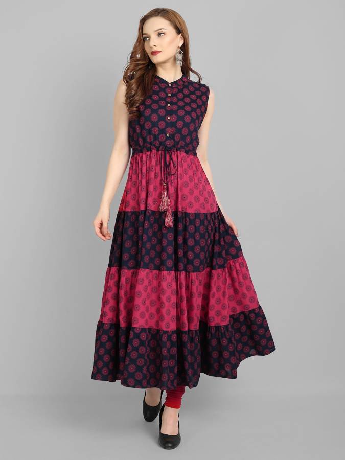 Women Maxi Pink, Blue Dress Price in India
