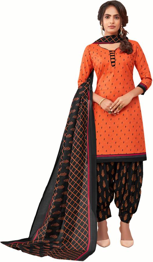 Cotton Geometric Print, Solid, Printed Salwar Suit Material