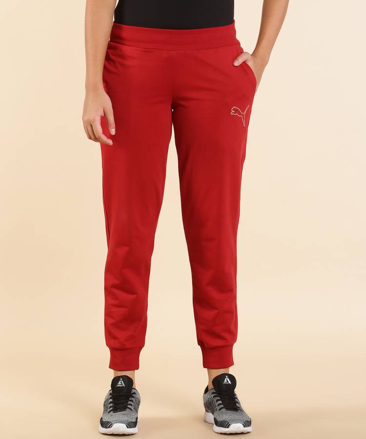 Solid Women Red Track Pants