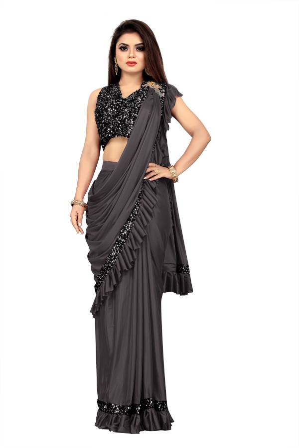 Solid Bollywood Lycra Blend Saree