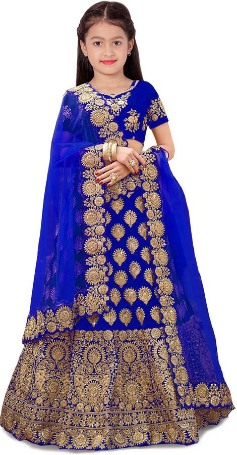 Baby Girls Lehenga Choli Fusion Wear, Party Wear, Ethnic Wear Embroidered Lehenga, Choli and Dupatta Set