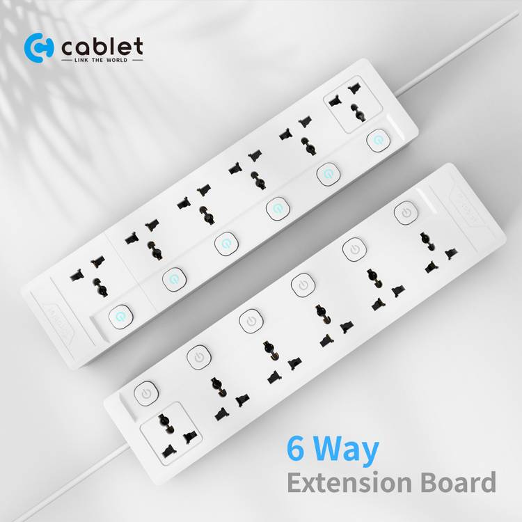 Cablet 6060-18 - 6 Universal Socket, 6 Switch and 1.8m Heavy Duty Cable 6  Socket Extension Boards