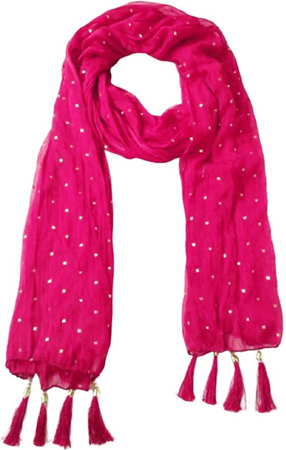 Chiffon Embellished Pink Women Dupatta