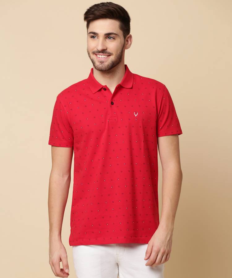 Printed Men Polo Neck Red T-Shirt Price in India