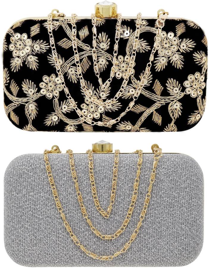 Party Silver  Clutch Price in India