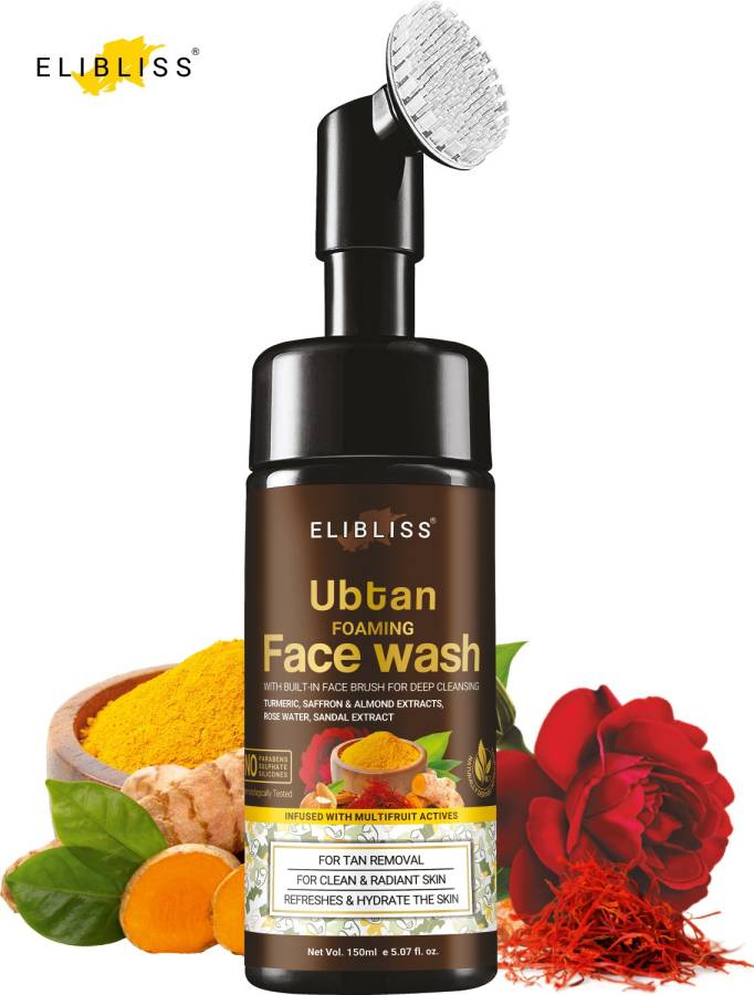 ELIBLISS Ubtan Natural for Dry Skin with Turmeric & Saffron for Tan removal and Skin brightening 150 ml - SLS & Paraben Free  Face Wash Price in India