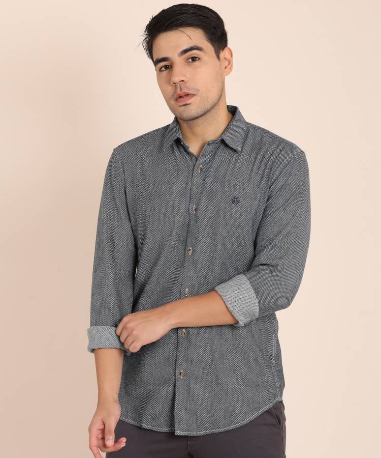 Men Super Slim Fit Self Design Casual Shirt Price in India