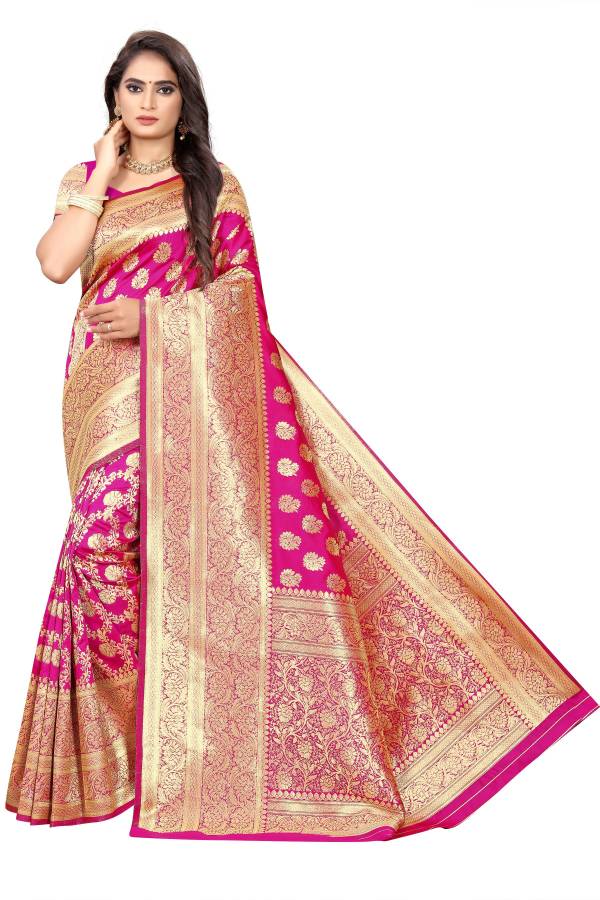 Embroidered Banarasi Handloom Art Silk Saree Price in India