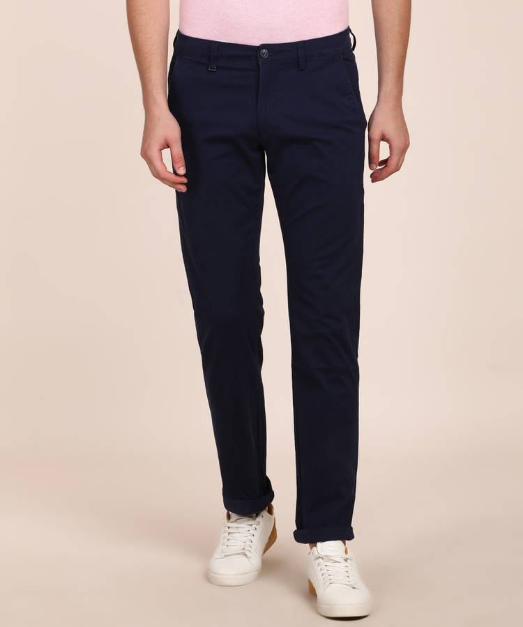 Slim Fit Men Brown Cotton Lycra Blend Trousers