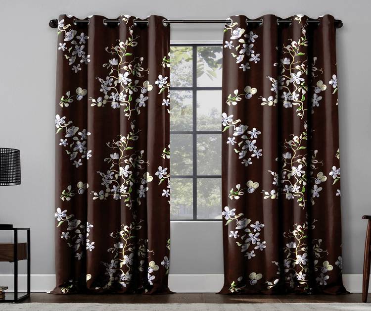 Rayna Decor 152 cm (5 ft) Polycotton Window Curtain (Pack Of 2)