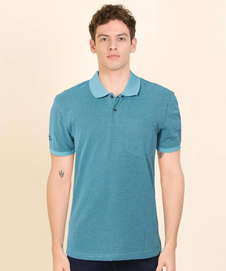 Self Design Men Polo Neck Green T-Shirt Price in India