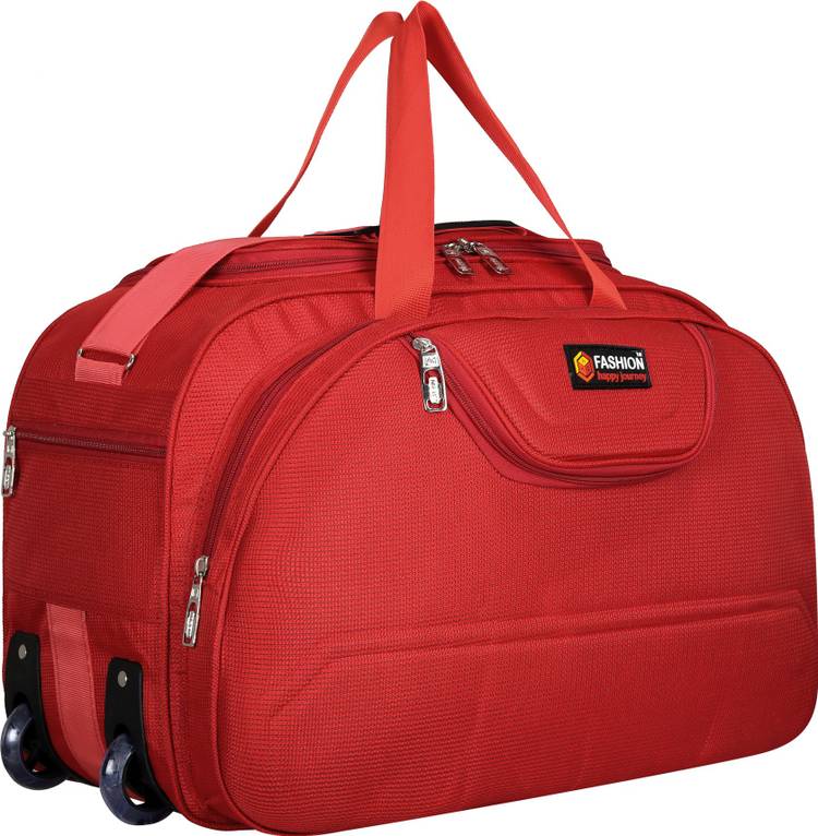 60 L Strolley Duffel Bag - (Expandable) Fabric Travel Duffel Bags for Men and Women 60 L Duffel Without Wheels - Red - Large Capacity