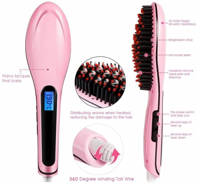 maxxlite Fast Hot Hair Straightener Comb Brush Lcd Screen Flat Iron Styling HQT-906 Hair Straightener Price in India