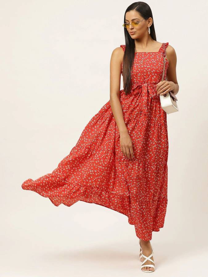 Women Maxi Red, White, Green Dress Price in India
