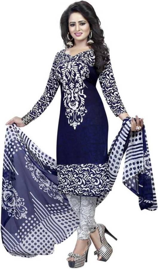 Crepe Geometric Print Salwar Suit Material Price in India