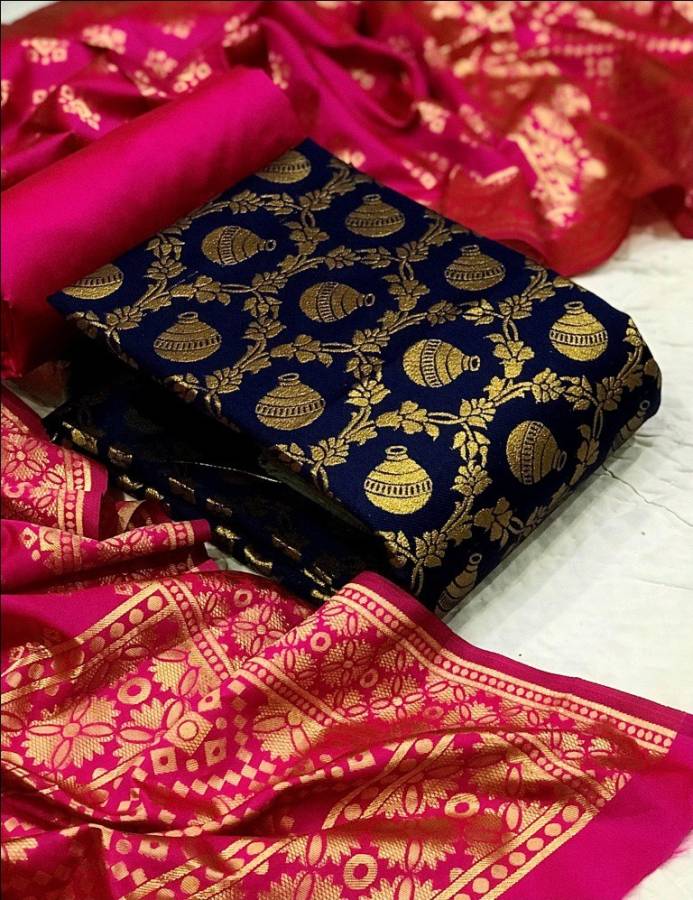 Unstitched Cotton Silk Blend Salwar Suit Material Woven Price in India