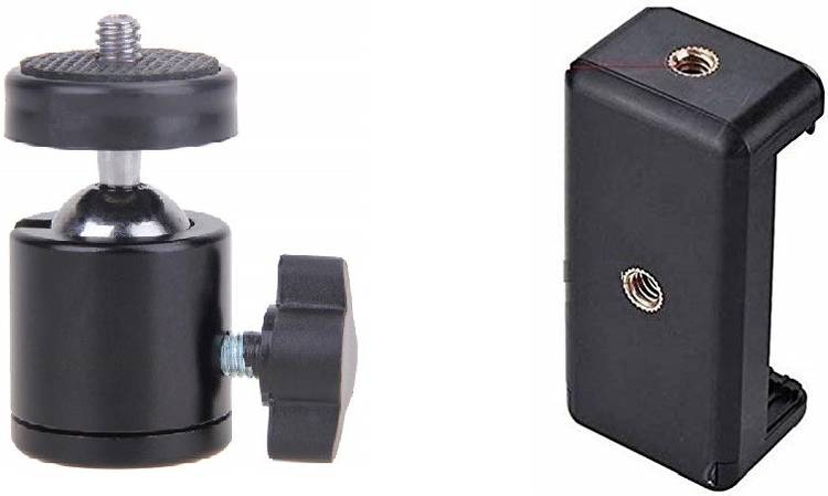 subton Metal Ball Head with Monoclip Mobile Holder Clip Bracket | Swivel Mount with 360 Degree Rotation | Compatible With All Smartphones & Tripod with 1/4 inch Thread Size Monopod, Tripod, Tripod Kit, Tripod Ball Head, Tripod Bracket, Tripod Clamp, Mono