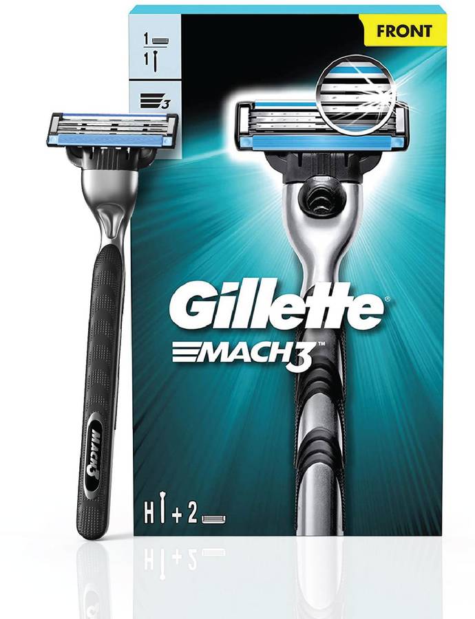 GILLETTE Mach3 Men's Shaving Razor + 1 Cartridge (Handle + 2 Cartridges)