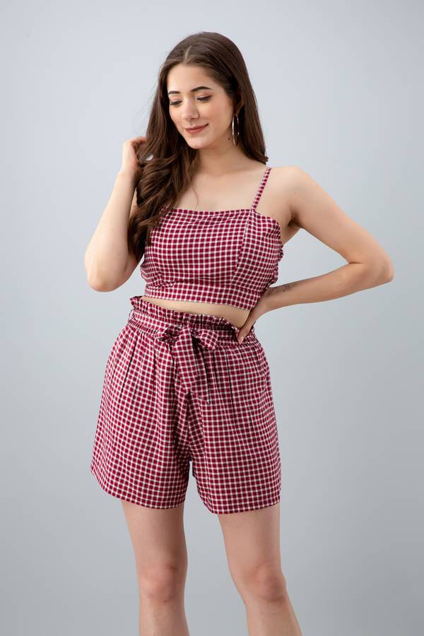 Women Two Piece Dress Maroon, White Dress