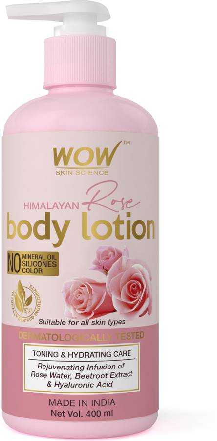 WOW SKIN SCIENCE Himalayan Rose Body Lotion -Toning & Hydrating - with Rose Water, Beetroot Extract - No Mineral Oil, Silicones & Color - 400mL Price in India