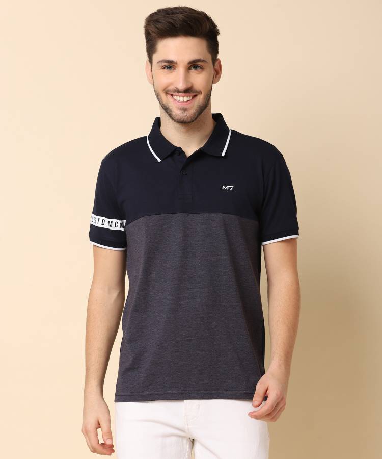 Color Block Men Polo Neck Multicolor T-Shirt Price in India