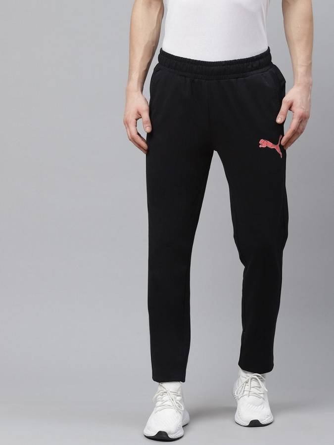 Graphic Print Men Black Track Pants