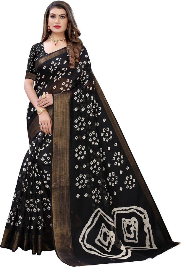 Printed Bandhani Cotton Silk Saree