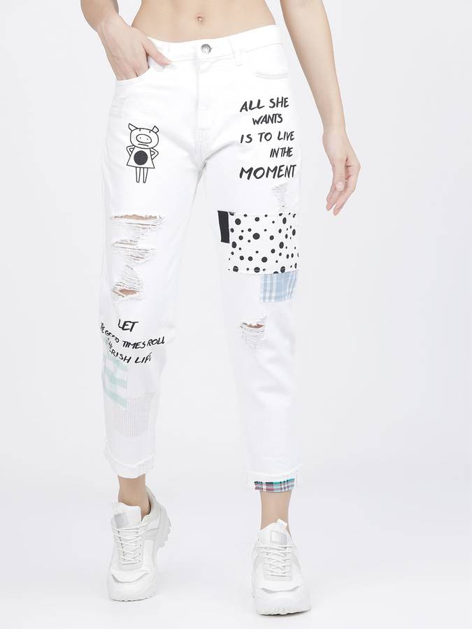 Boyfriend Women White Jeans