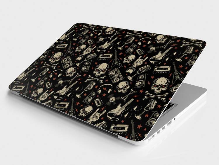 DWELLSINDIA Rock & Metal Skin/Sticker for Laptops Upto 17.3 Inch Suitable for HP, Lenovo, Dell, Acer, Asus (HD Quality, Multicolor) - BUY 1 GET 1 FREE Laminated (Layered) Vinyl Laptop Decal 17.3