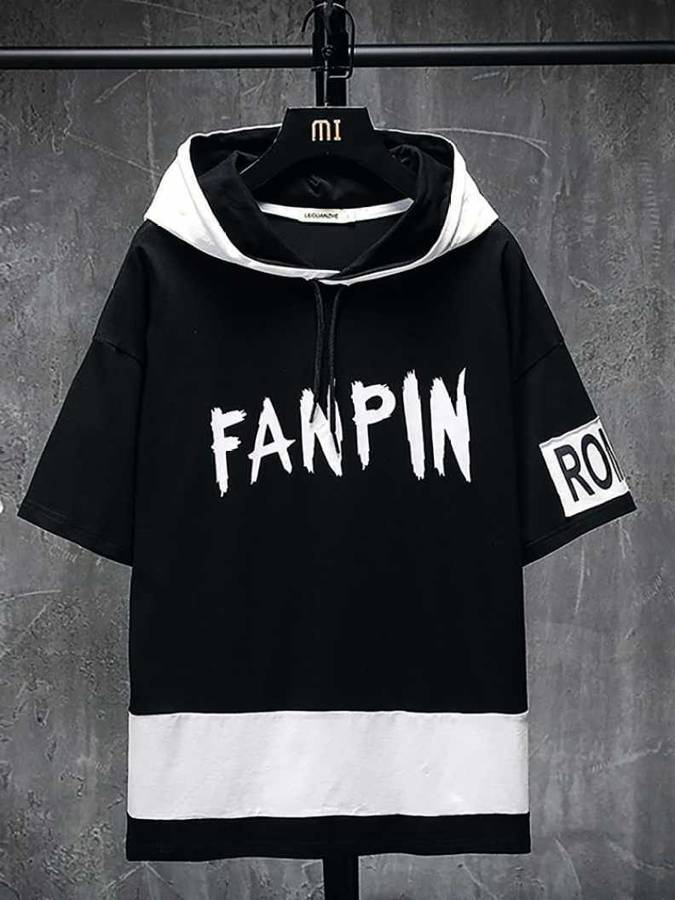 Typography Men Round Neck Black T-Shirt