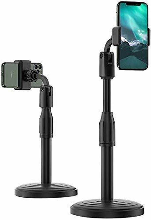 imad Online Classes and Meetings Special Table Mobile Holder and Stand| for All Smart Phones with Adjustable Height, 360 Degree Rotation for Table & Bed Compatible with All Smartphones.(Black) Mobile Holder