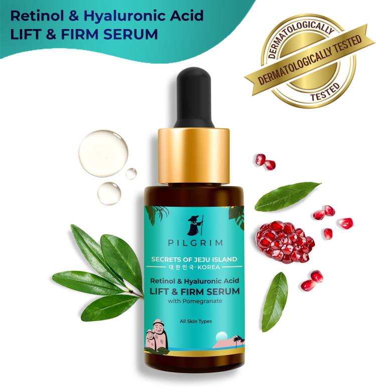 Pilgrim Retinol & Hyaluronic Acid 1% Lift & Firm Serum for Anti Ageing | Dermatologically Tested | Reduce Fine Lines & Wrinkles | Lift & Firm Skin | For Men & Women | All Skin | Vegan Price in India