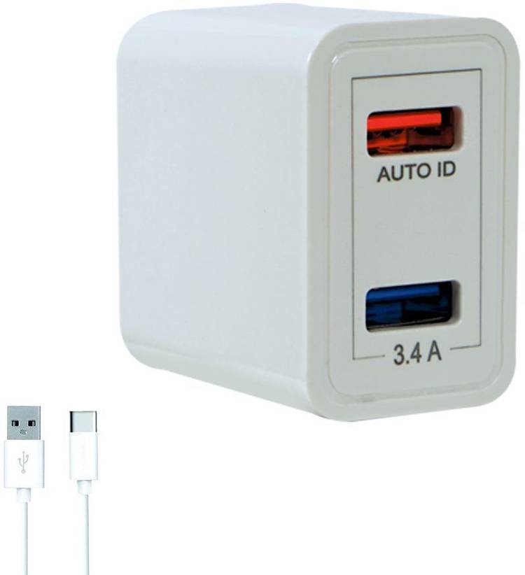 SWISS MILITARY 3.4 Dual Port Charger with Auto iD & Triple IC 3.4 A Multiport Mobile Charger with Detachable Cable