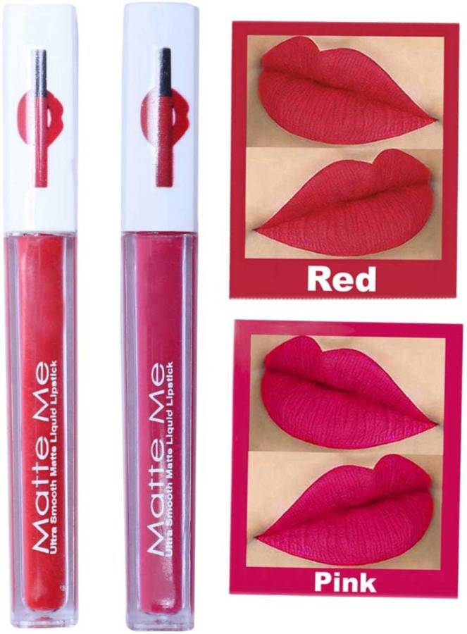color blaze MATTE ME ULTRA SMOOTH MATTE LIQUID LIPSTICK COMBO OF 2 PCS ( RED & PINK ) Price in India