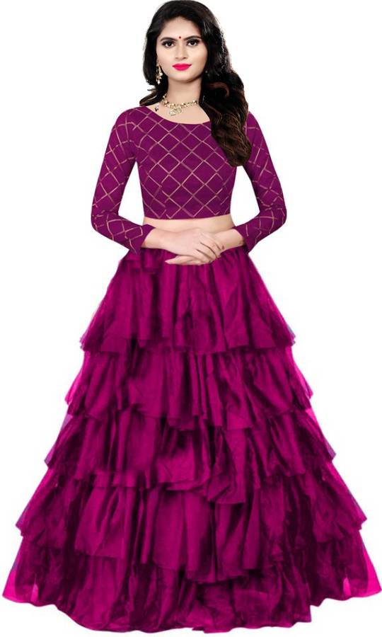 Self Design, Checkered Semi Stitched Lehenga Choli Price in India