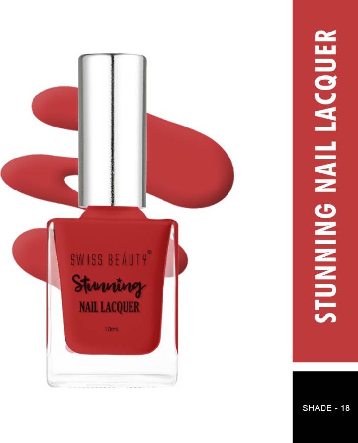 SWISS BEAUTY Stunning Nail Polish (SB-105-18) | Long Lasting | Fiery Red Price in India