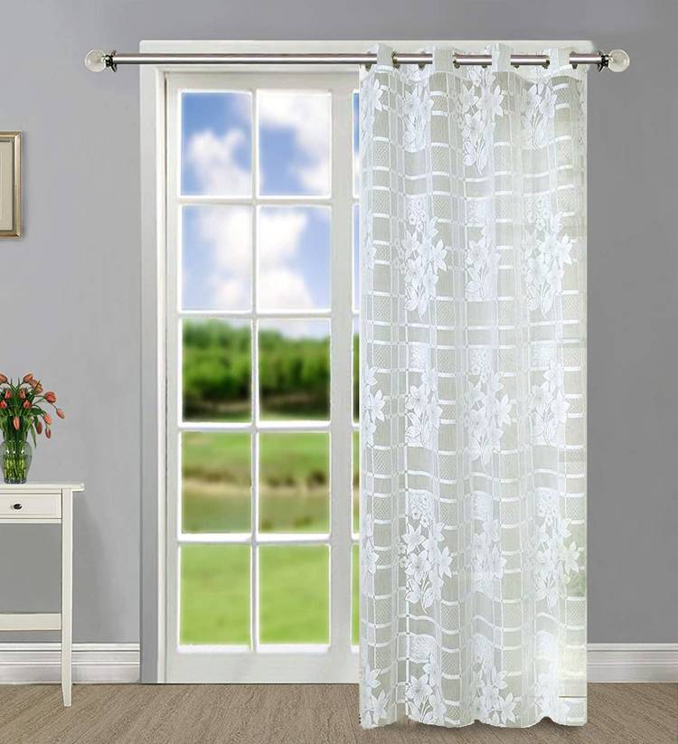 WEAVERS VILLA 210 cm (7 ft) Net, Tissue Door Curtain Single Curtain