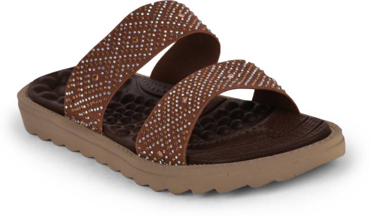 Women WAGAS-20 Brown Flats Sandal Price in India