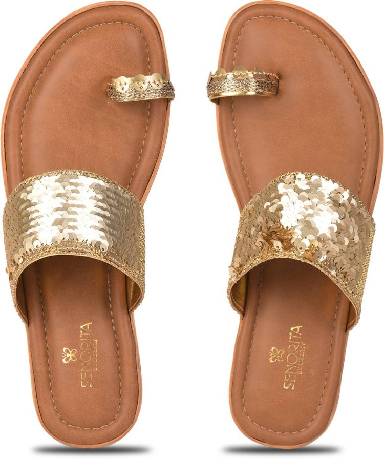 Women WILLOW-4 Gold Flats Sandal Price in India