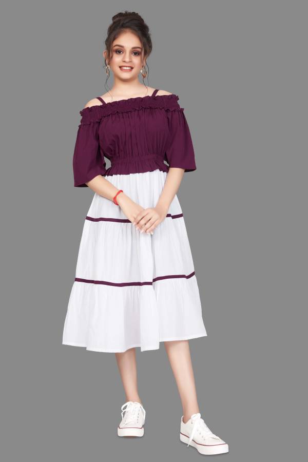 Women Fit and Flare Maroon Dress Price in India