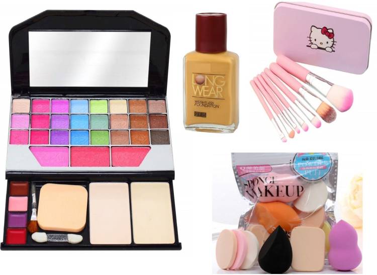 teayason Color Icon Makeup Kit for Girls + Premium Makeup Brushes + 6 Piece Makeup Sponges + Fit Me Liquid Foundation Price in India