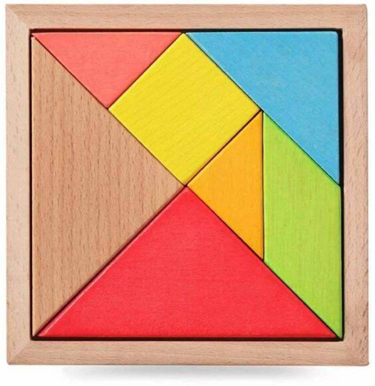 BKDT Marketing Wooden Tangram Educational Toy Puzzle for Kids - 7 Pcs - MultiColor