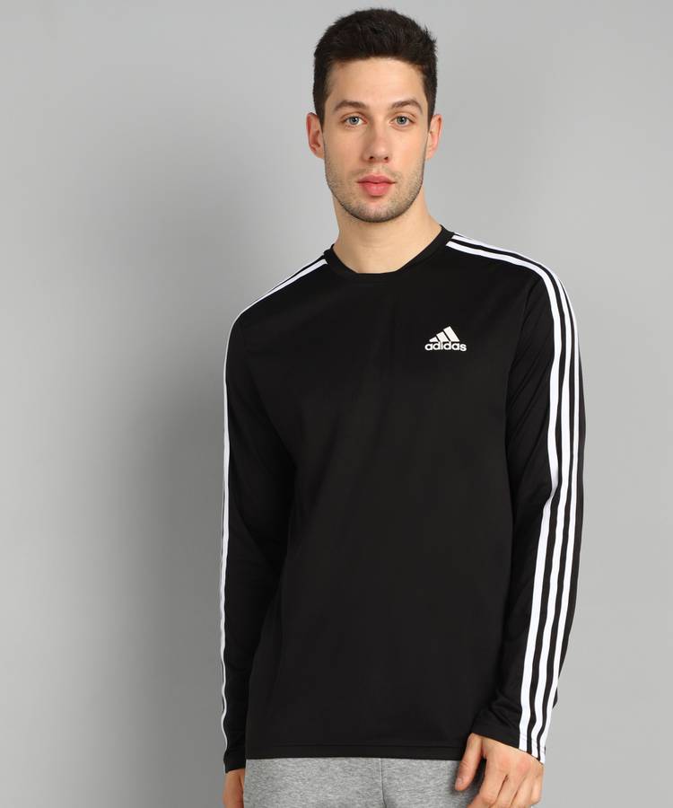 Perforations Men Round Neck Black T-Shirt