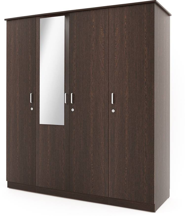 BLUEWUD Andrie Engineered Wood 4 Door Wardrobe