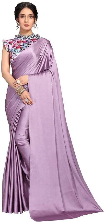 Solid, Printed Daily Wear Satin, Silk Blend Saree Price in India