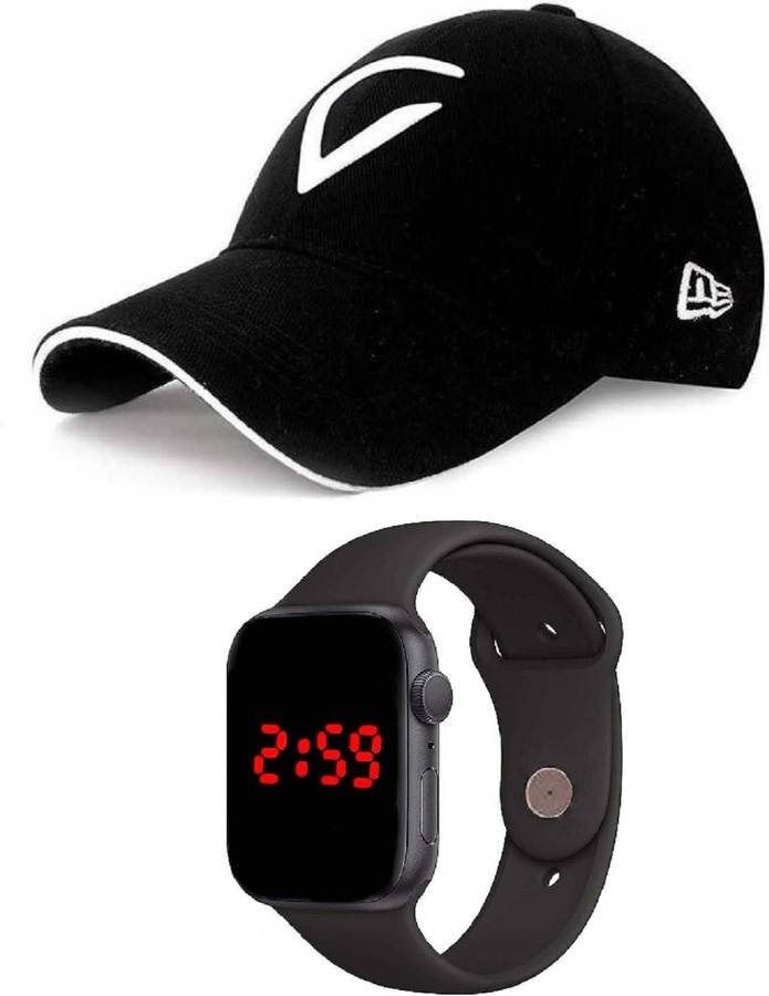 UNISEX COMBO CAP-01+WATCH-01 STYLISH SPORT CAP + DIGITAL LED SILICON STRAP SQUARE DIAL Cap