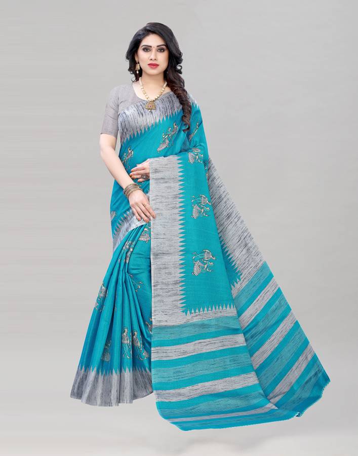 Striped Madhubani Khadi Silk Saree