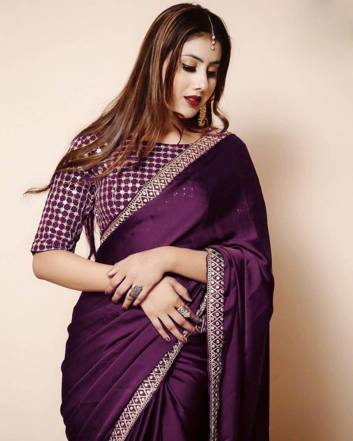Plain Bollywood Silk Blend Saree Price in India