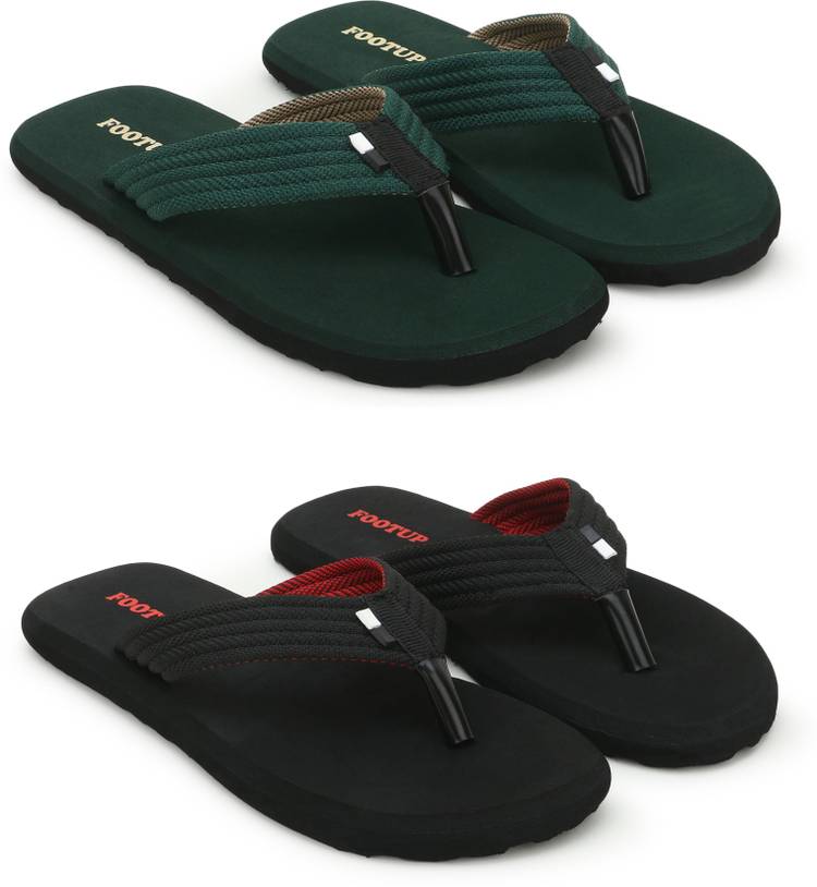 Men's Light comfortable and stylish Multicolor Fabrication Slipper (Pack of 2) Combo Flip Flops